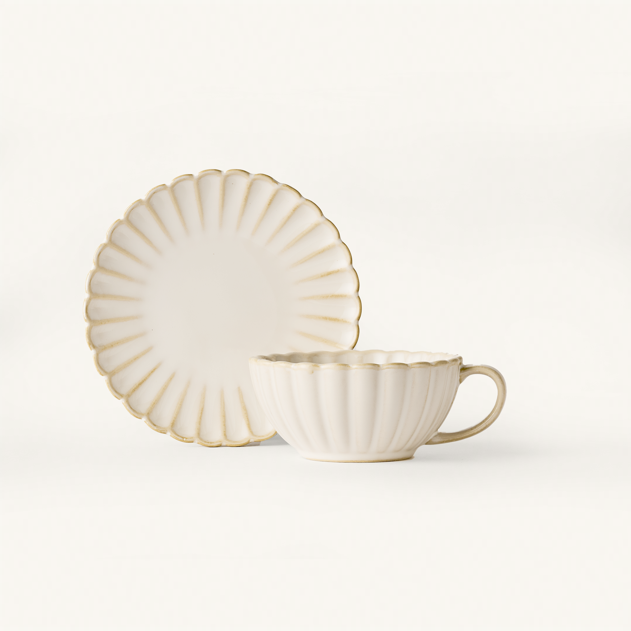 Scalloped Cafe Set | Cream