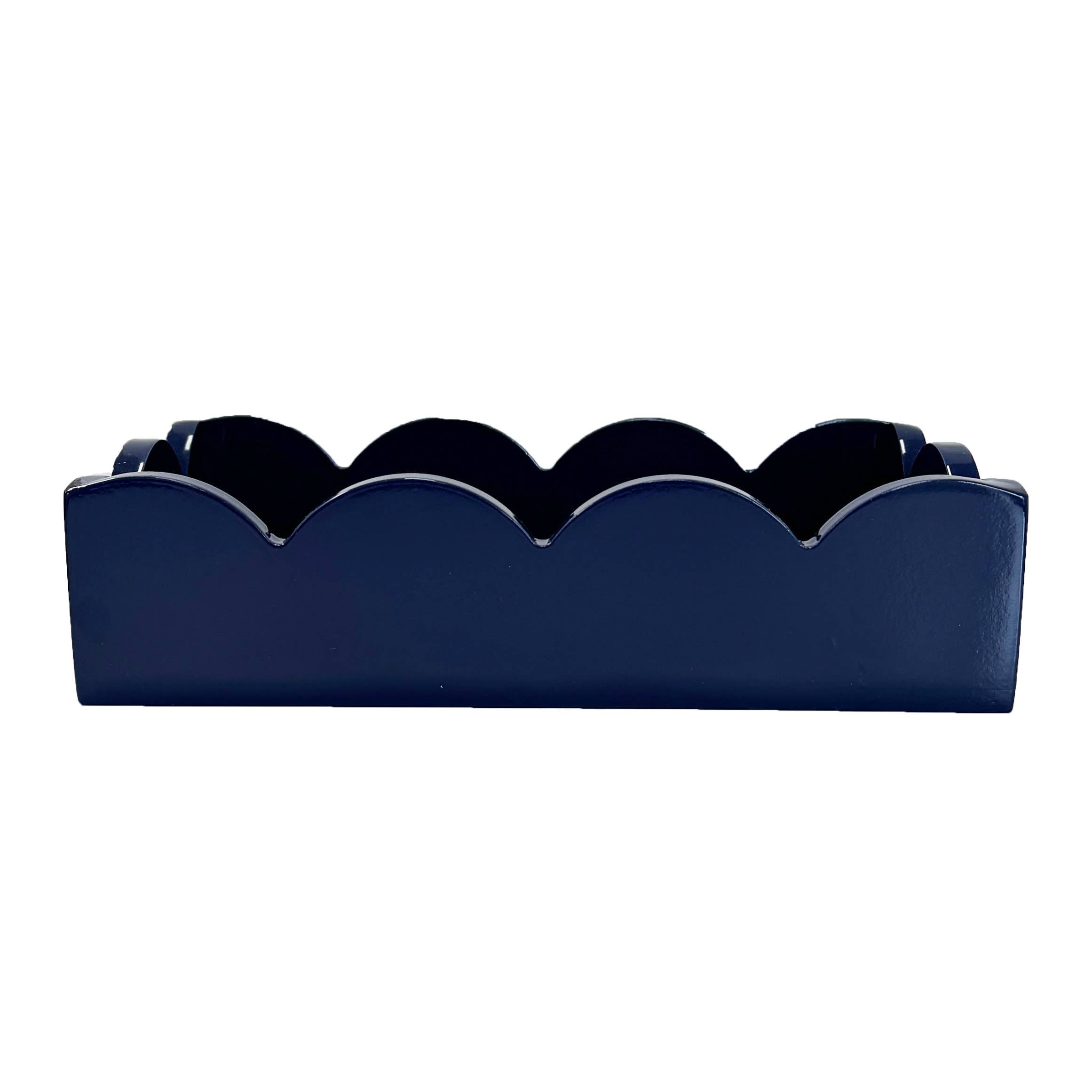 Scalloped Guest Towel Holder | Navy Blue