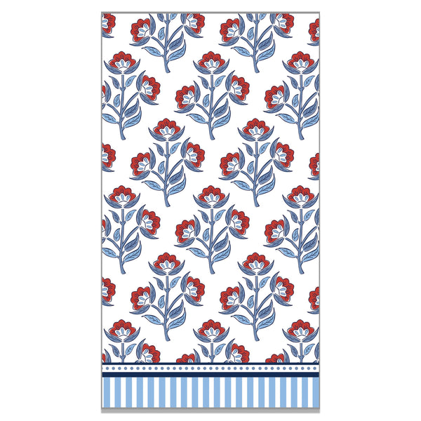 Paper Guest Towels | Red Floral Block Print